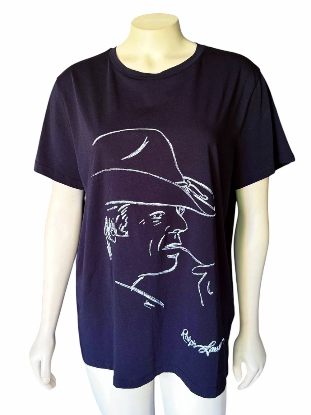 Ralph Lauren Collection Embellished Graphic T-Shirt 3D Black Sequin Tee XL